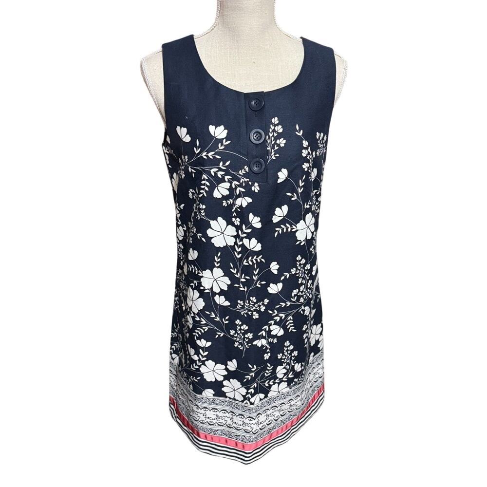 Ann Taylor‎ Loft Dress Navy Blue Floral summer sheath knee length sz 6 career